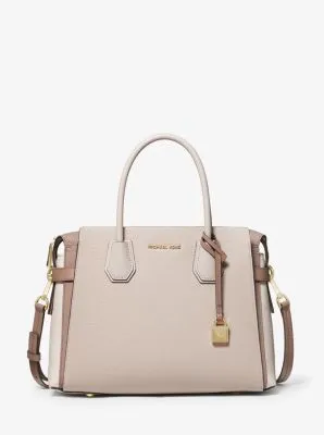 Mercer Medium Tri-Color Pebbled Leather Belted Satchel