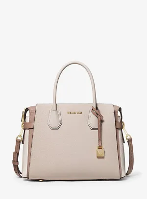 Mercer Medium Tri-Color Pebbled Leather Belted Satchel