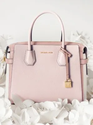 Mercer Medium Tri-Color Pebbled Leather Belted Satchel