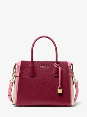 Mercer Medium Tri-Color Pebbled Leather Belted Satchel