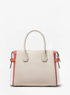 Mercer Medium Tri-Color Pebbled Leather Belted Satchel