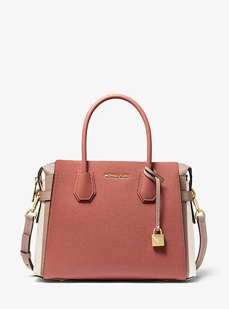 Mercer Medium Tri-Color Pebbled Leather Belted Satchel