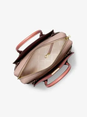 Mercer Medium Tri-Color Pebbled Leather Belted Satchel