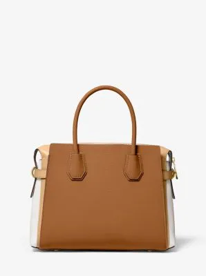Mercer Medium Tri-Color Pebbled Leather Belted Satchel