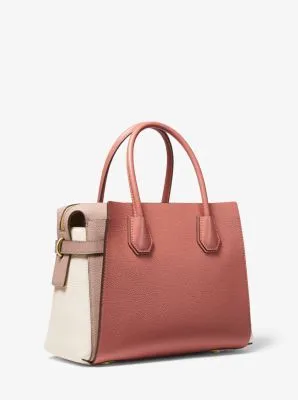 Mercer Medium Tri-Color Pebbled Leather Belted Satchel