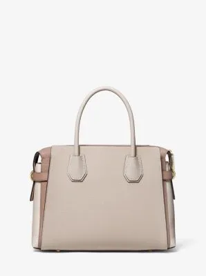 Mercer Medium Tri-Color Pebbled Leather Belted Satchel