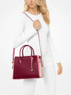 Mercer Medium Tri-Color Pebbled Leather Belted Satchel