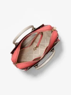 Mercer Medium Tri-Color Pebbled Leather Belted Satchel
