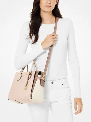 Mercer Medium Tri-Color Pebbled Leather Belted Satchel