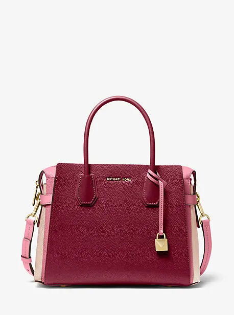 Mercer Medium Tri-Color Pebbled Leather Belted Satchel