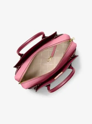 Mercer Medium Tri-Color Pebbled Leather Belted Satchel
