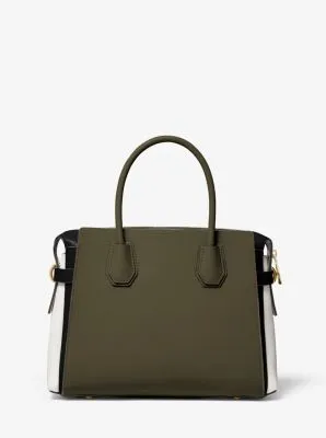 Mercer Medium Tri-Color Pebbled Leather Belted Satchel