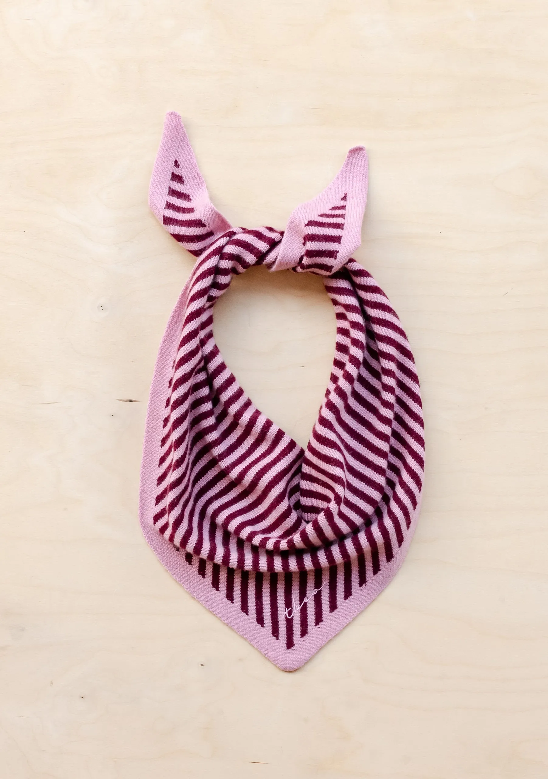 Merino Triangle Scarf in Pink Stripe
