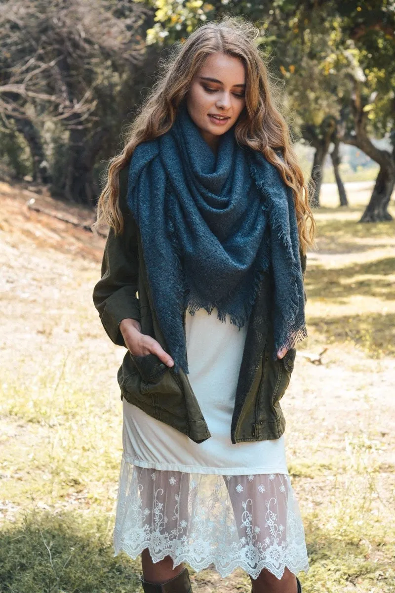 Mohair Square Blanket Scarf (5 colors)