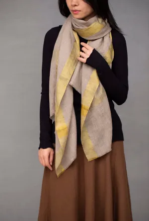 Moonlight Pashmina Shawl with Gold Border - Natural