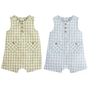 Mud Pie Gingham Shortall- Green