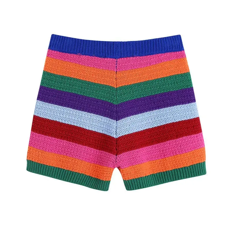 Multi-Color Stitching Tops Tank Mini Pants