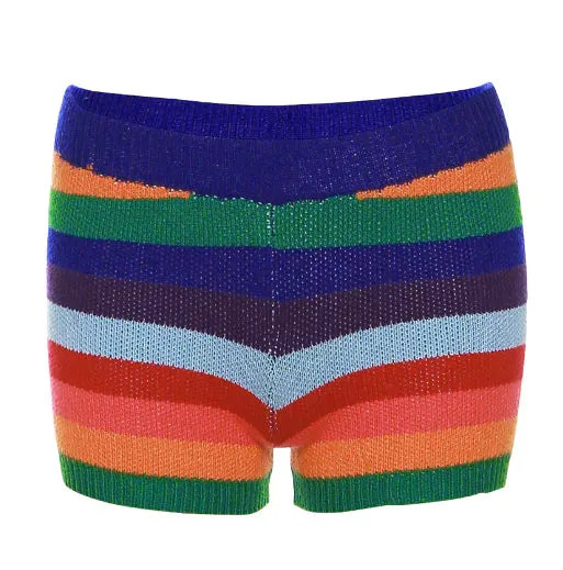 Multi-Color Stitching Tops Tank Mini Pants