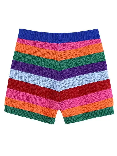 Multi-Color Stitching Tops Tank Mini Pants