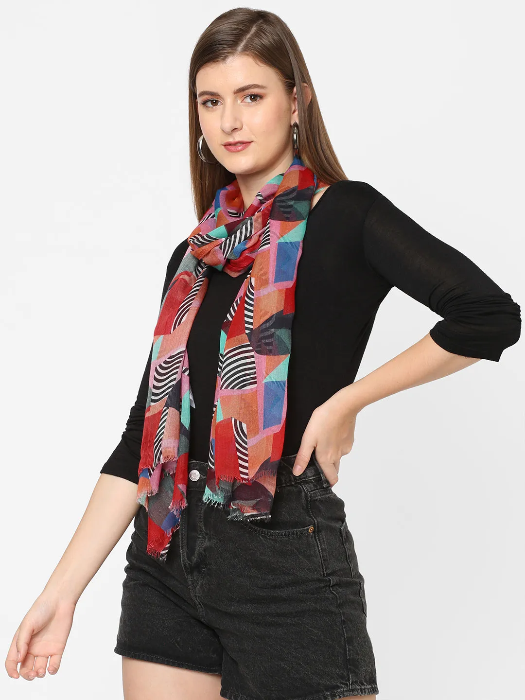 Multicolor Geometric Printed Scarf