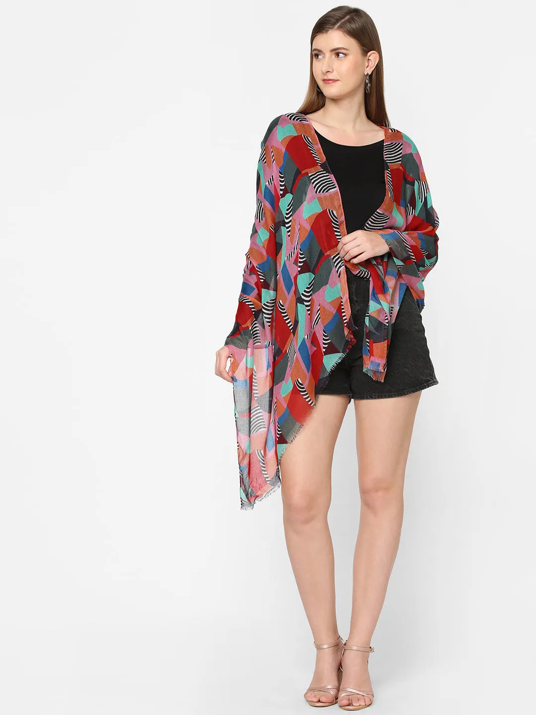 Multicolor Geometric Printed Scarf