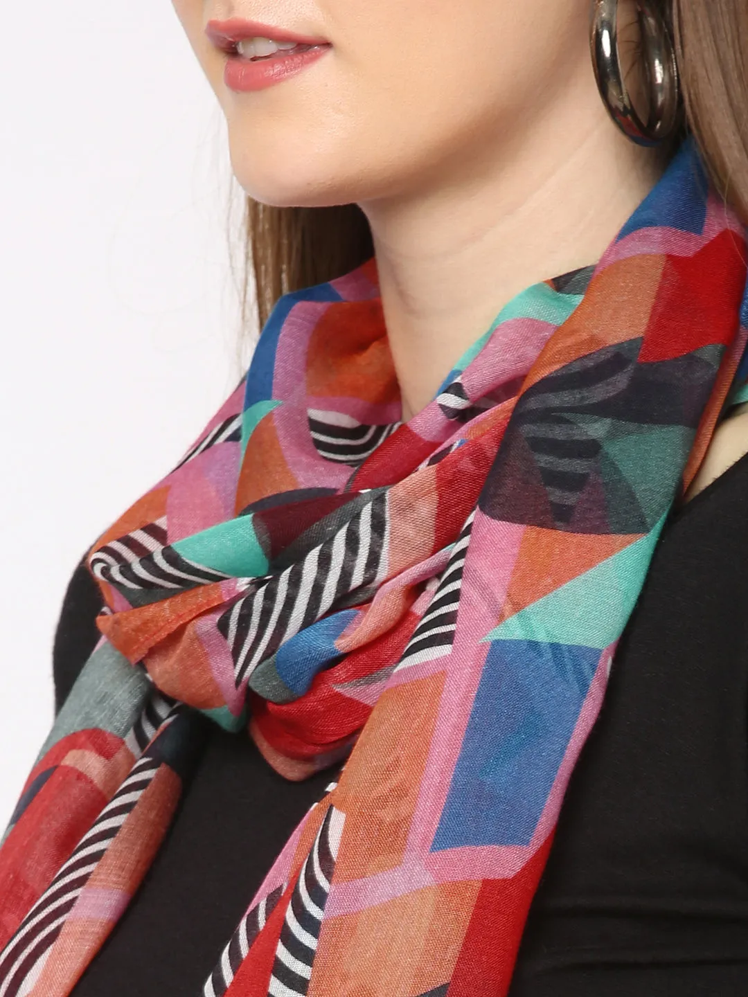 Multicolor Geometric Printed Scarf