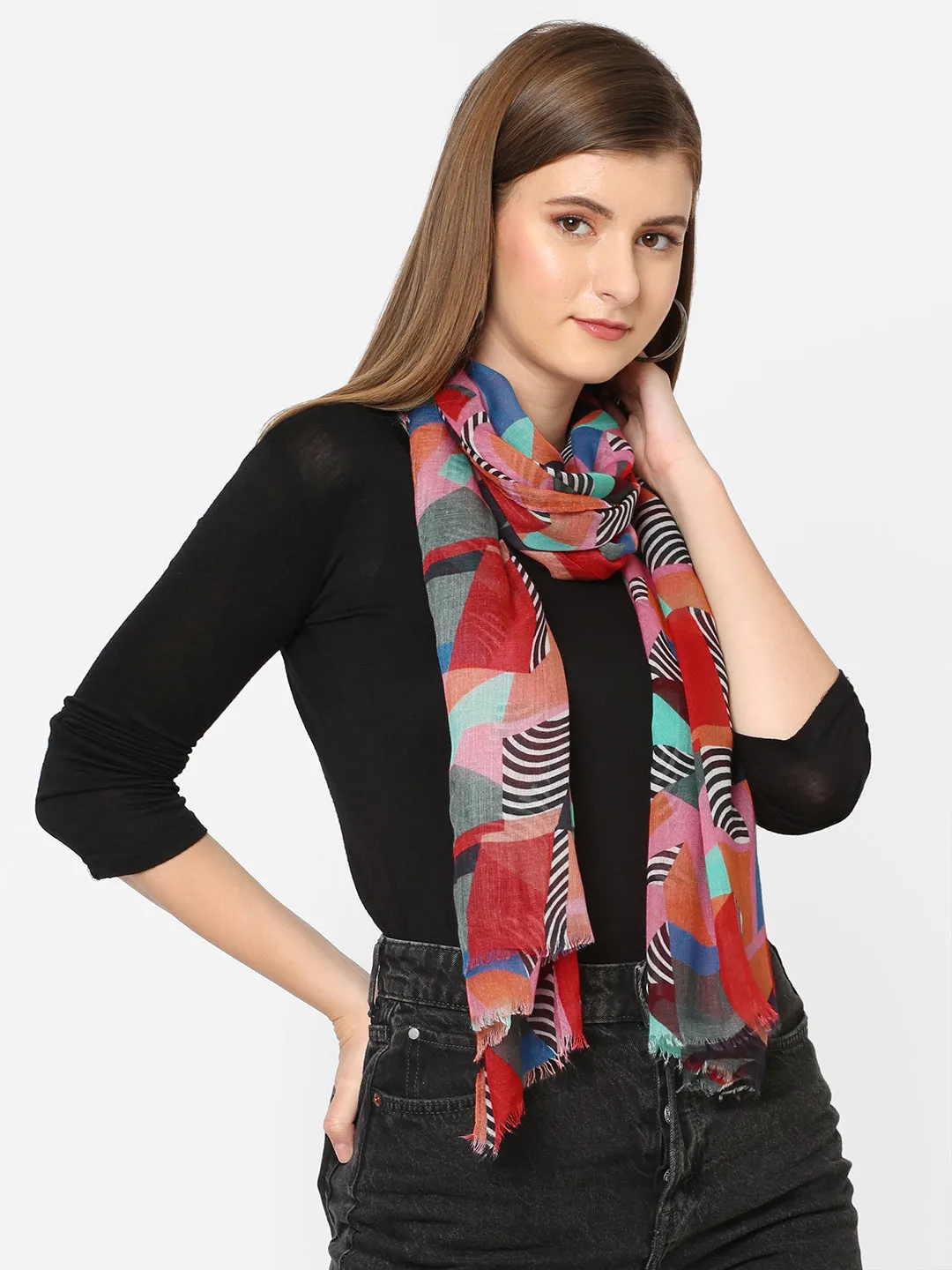 Multicolor Geometric Printed Scarf