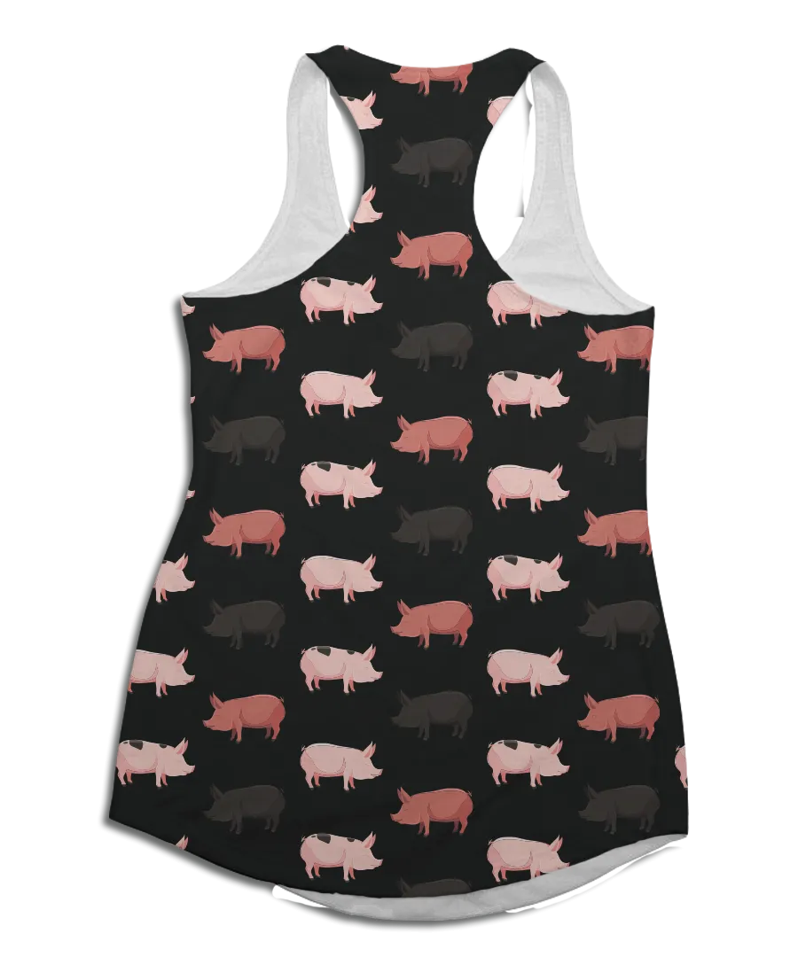 Multicolored Pig Racerback Tank Top