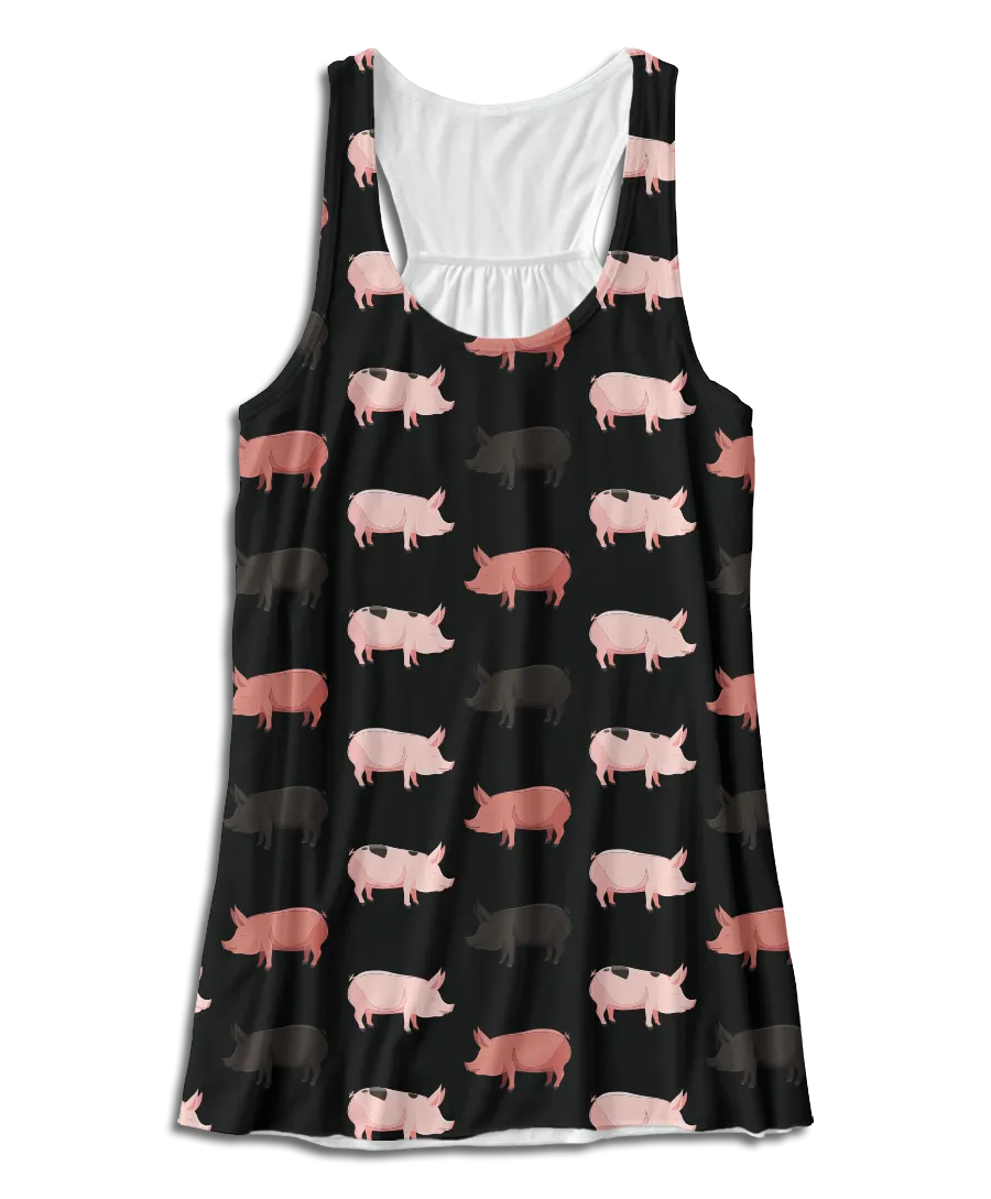 Multicolored Pig Racerback Tank Top