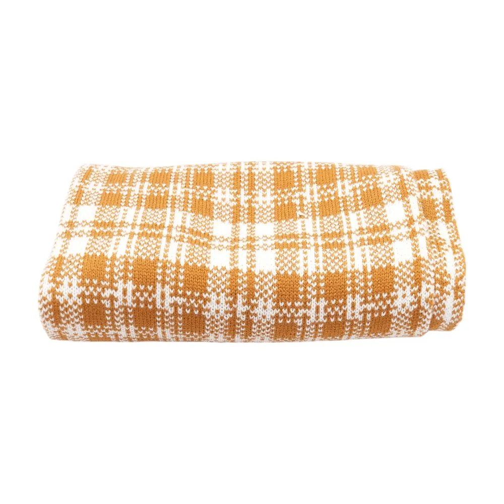 Mustard Plaid Acrylic Scarf