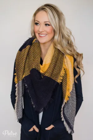 My Type Blanket Scarf- Yellow, Oatmeal, Navy