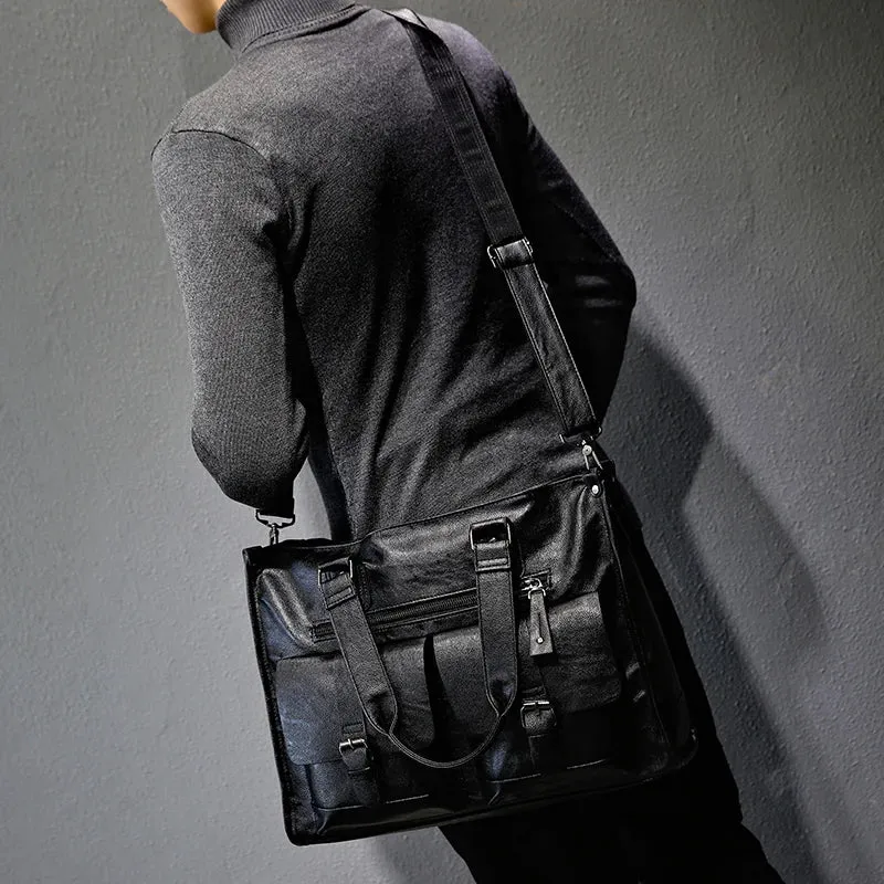 New Fashion Multifunction Crossbody Bag Business PU Leather Men's Messenger Bag Business Men Big Bag Zipper Shoulder Handbags