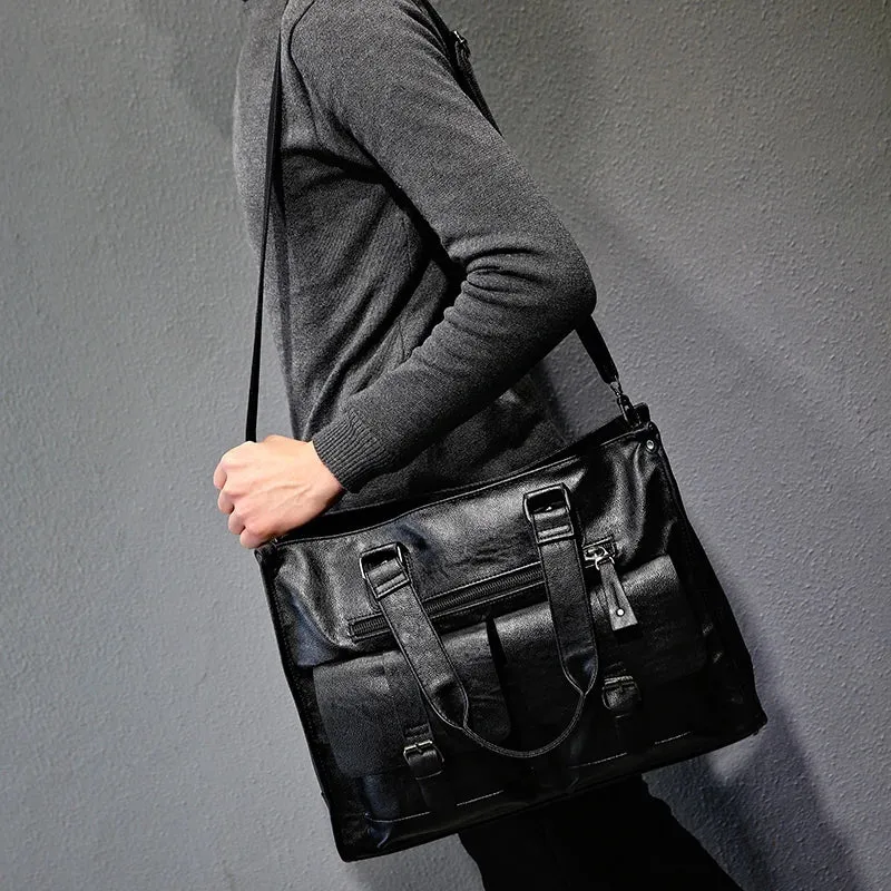 New Fashion Multifunction Crossbody Bag Business PU Leather Men's Messenger Bag Business Men Big Bag Zipper Shoulder Handbags