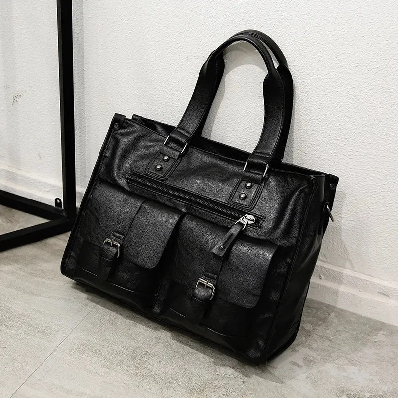 New Fashion Multifunction Crossbody Bag Business PU Leather Men's Messenger Bag Business Men Big Bag Zipper Shoulder Handbags
