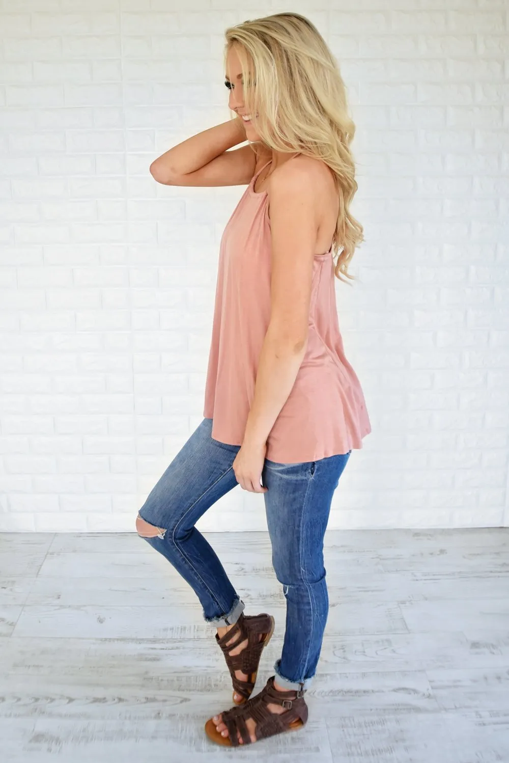 No Strings Attached Tank Top ~ Apricot