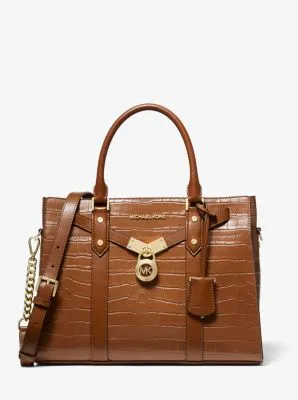 Nouveau Hamilton Large Crocodile Embossed Leather Satchel