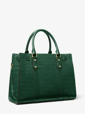 Nouveau Hamilton Large Crocodile Embossed Leather Satchel
