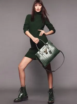 Nouveau Hamilton Large Crocodile Embossed Leather Satchel