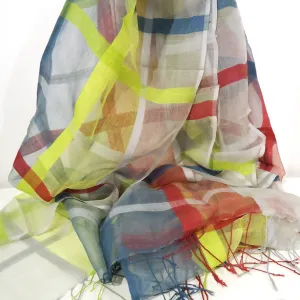 Open Weave Plaid Scarf - Multi