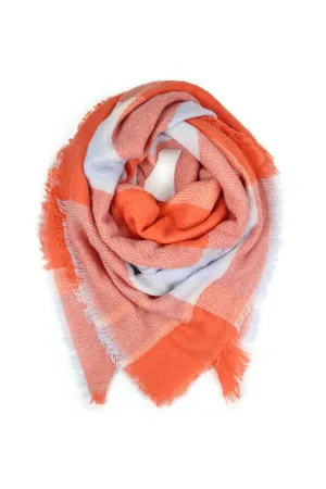 ORANGE BLANKET FRINGED SCARF