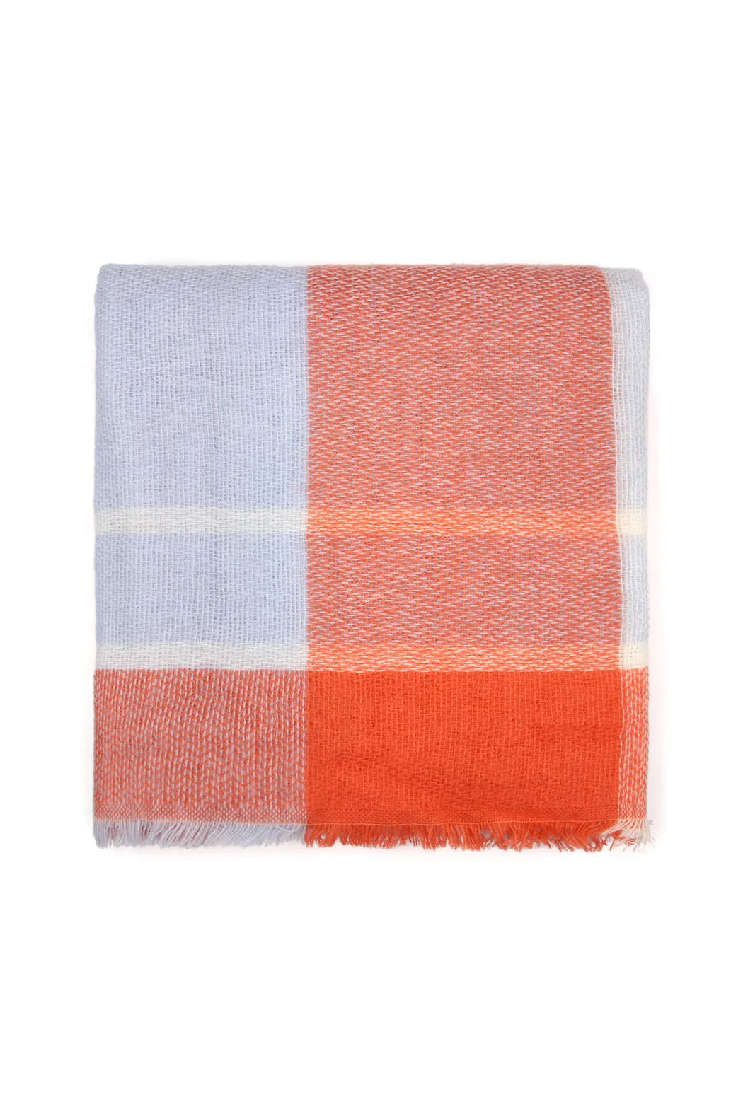 ORANGE BLANKET FRINGED SCARF