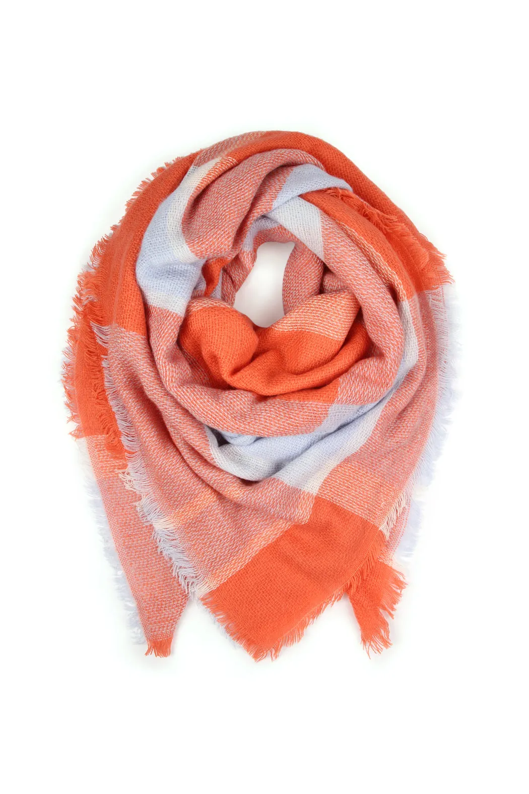 ORANGE BLANKET FRINGED SCARF