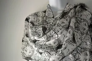 Original Black & White Monotone Fox Design Printed Scarf