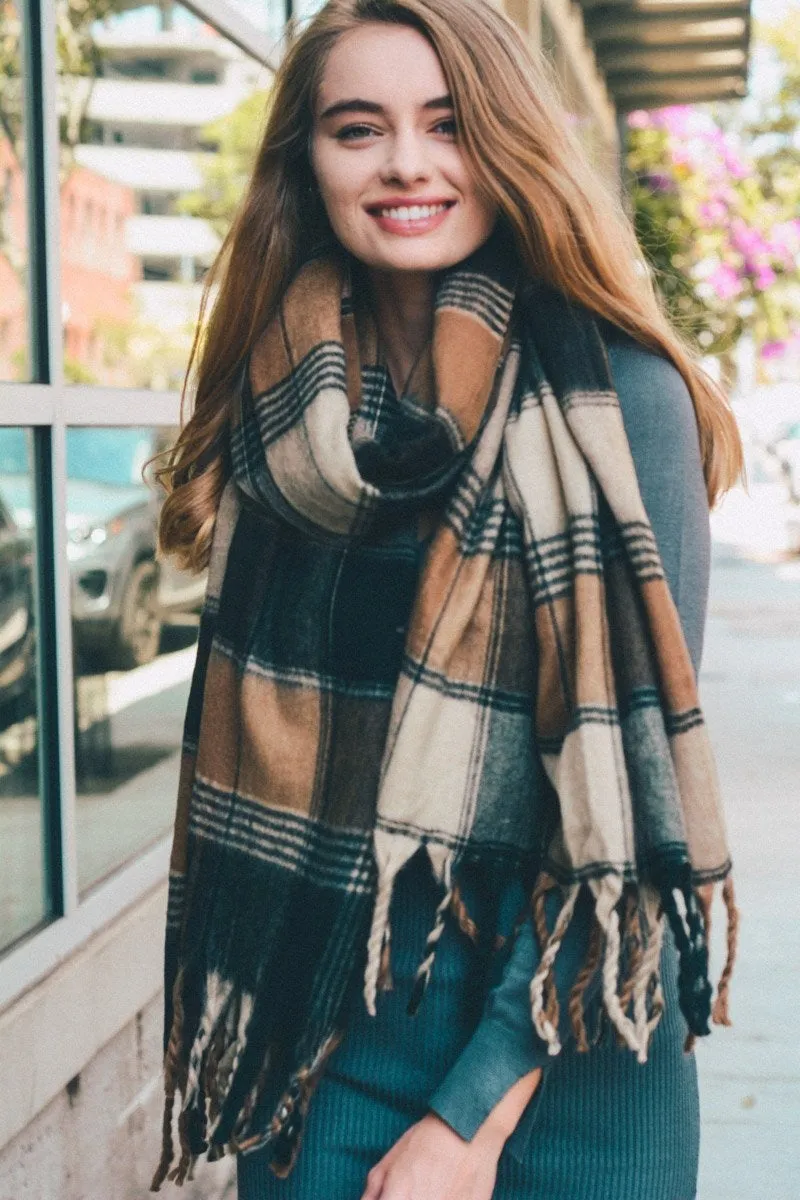 Oversized Flannel Tassel Scarf (5 colors)