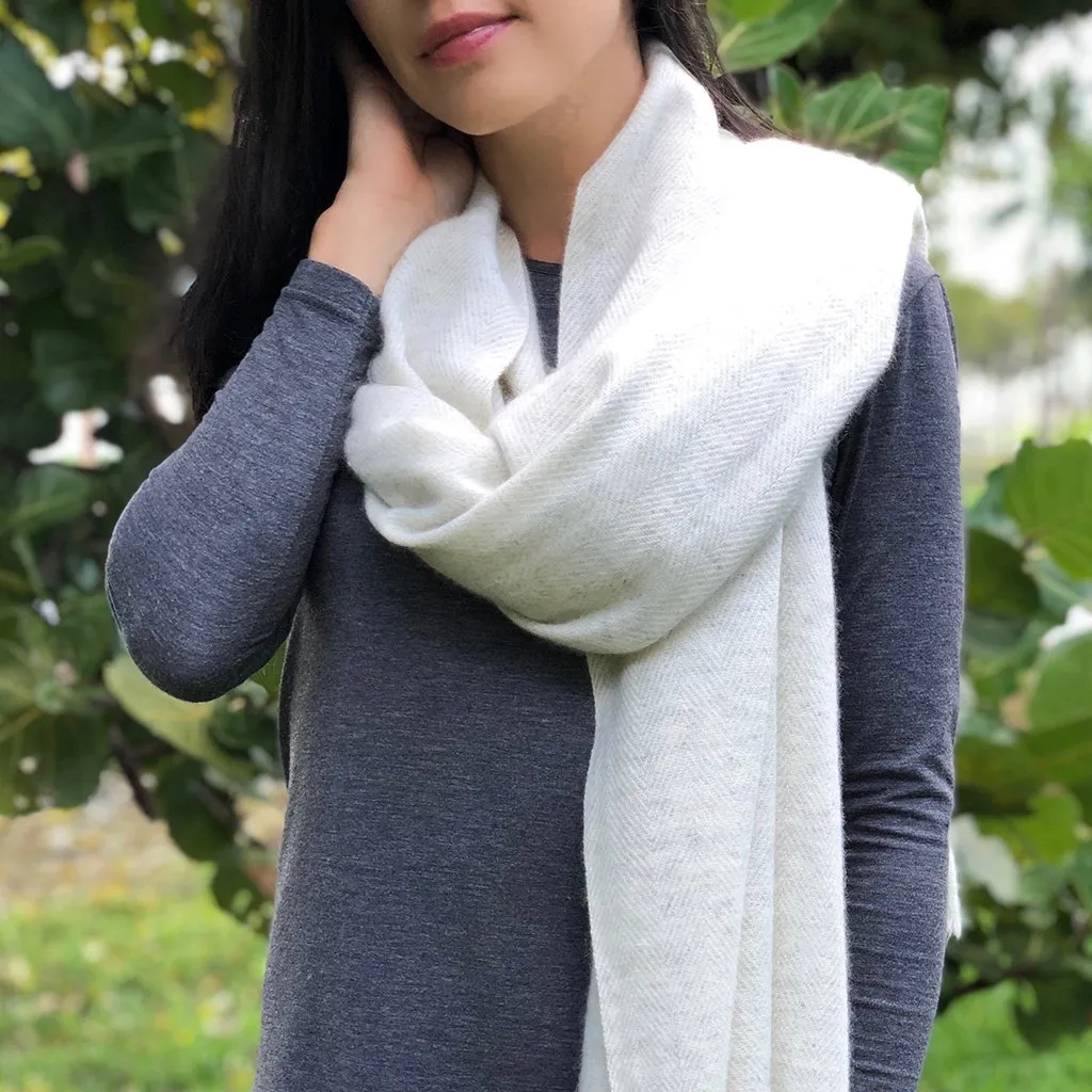 Pearl Herringbone Cashmere Scarf