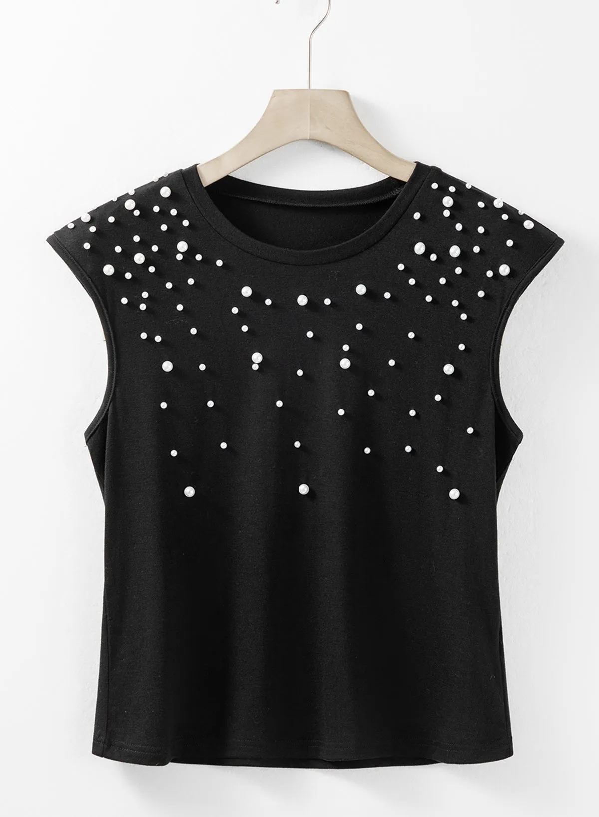 Pearls Beaded Shoulder Tank Top