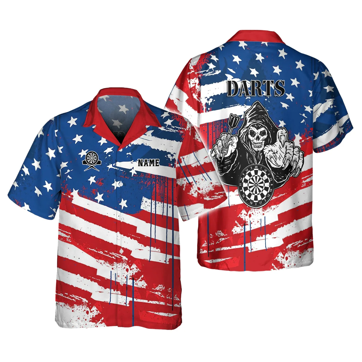 Personalized Name Darts Skeleton USA 3D Printed Shirts