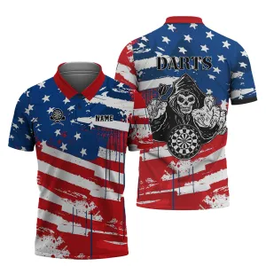 Personalized Name Darts Skeleton USA 3D Printed Shirts