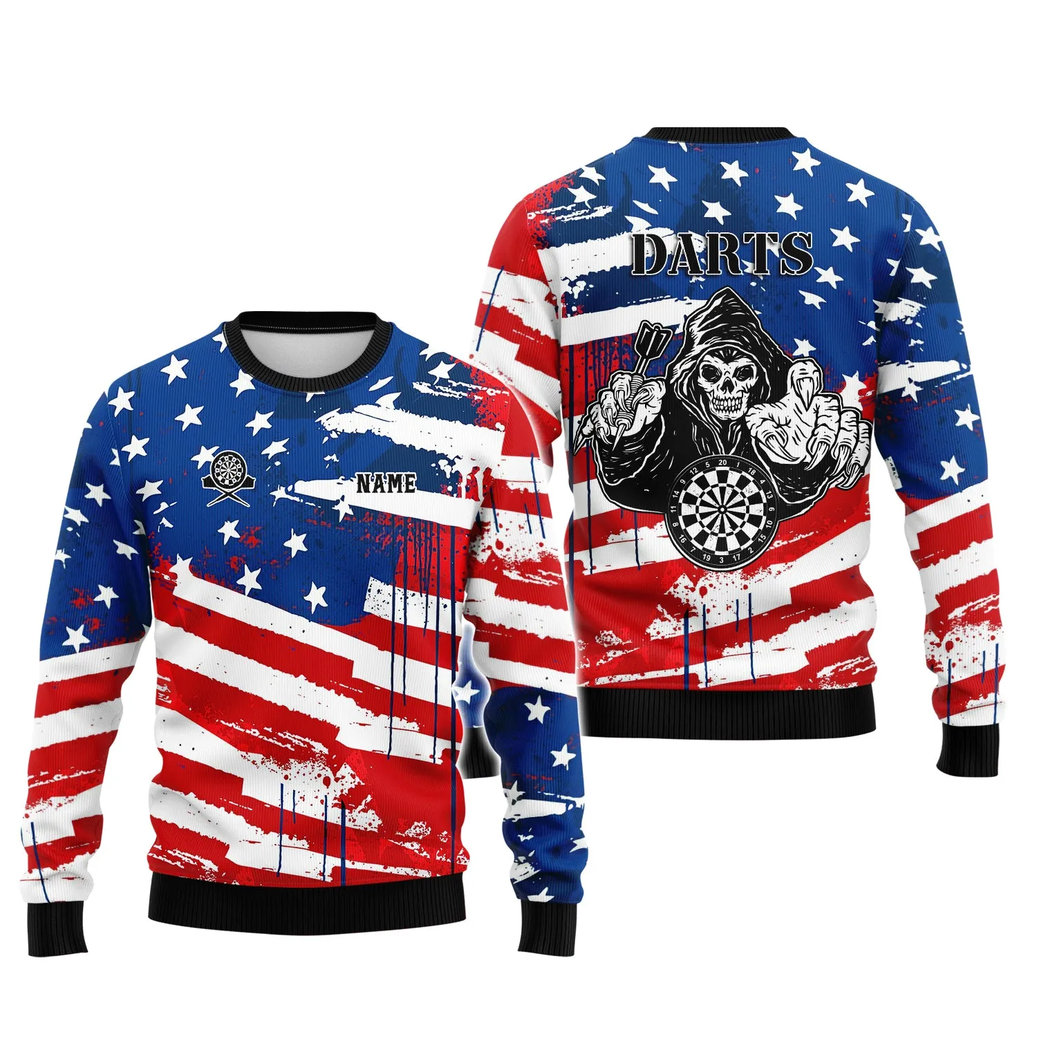 Personalized Name Darts Skeleton USA 3D Printed Shirts