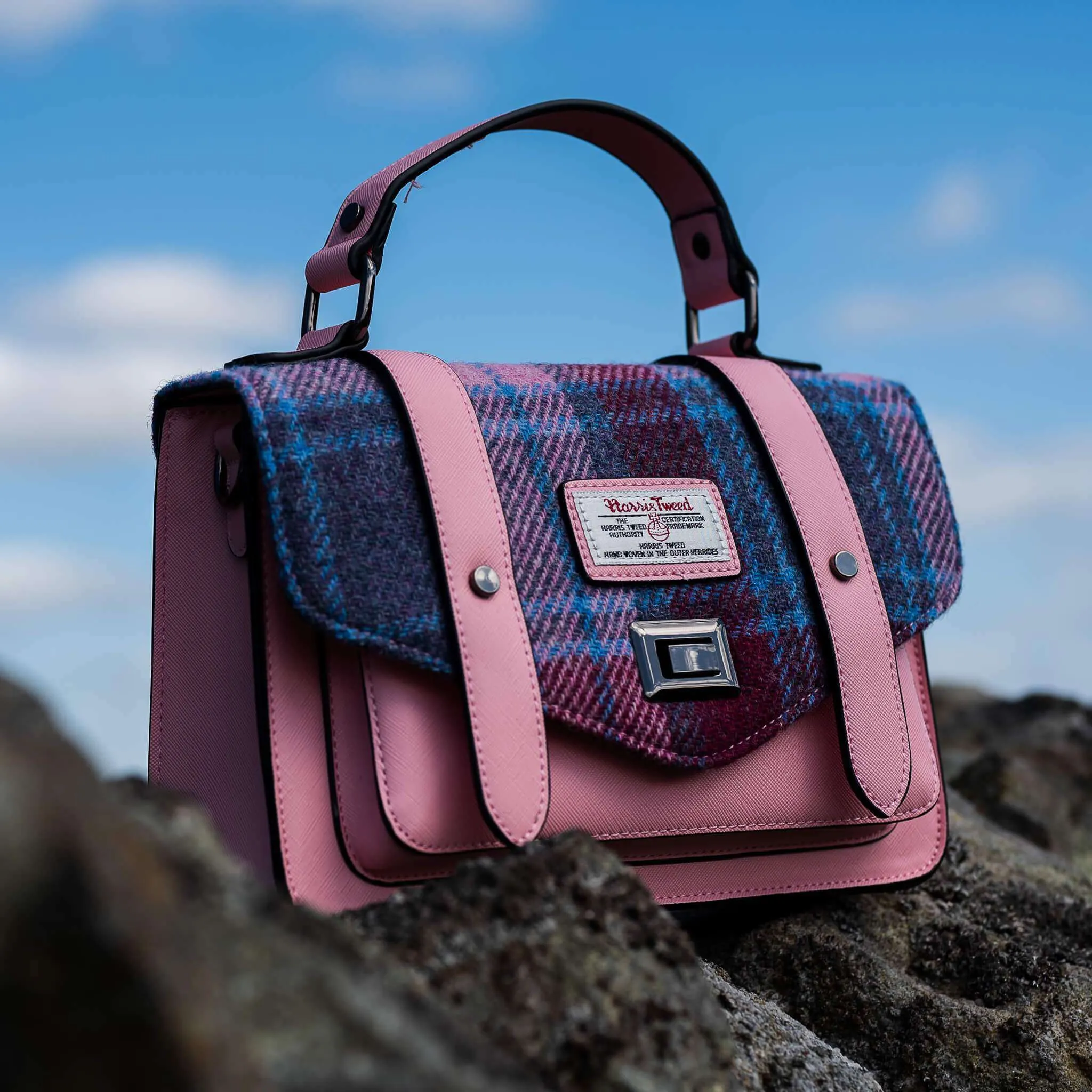 Pink & Blue Tartan Satchels with Harris Tweed®